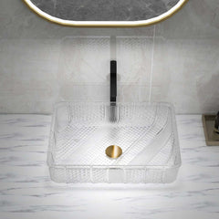 Modern Rectangular Glass Vessel Sink for Bathroom