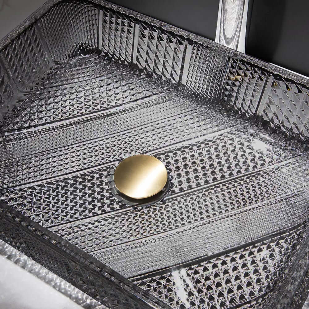 Modern Rectangular Glass Vessel Sink for Bathroom