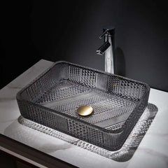 Modern Rectangular Glass Vessel Sink for Bathroom Main Product Image