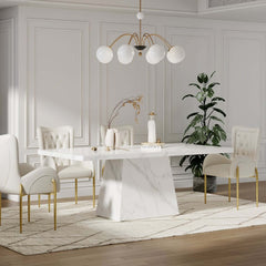 Modern Rectangular Sintered Stone Dining Table - Beige