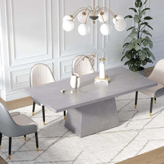 Modern Rectangular Sintered Stone Dining Table - Beige
