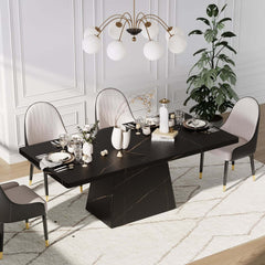 Modern Rectangular Sintered Stone Dining Table - Beige