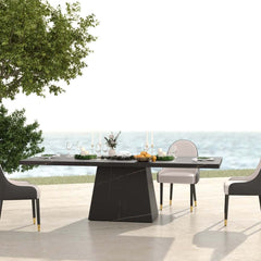 Modern Rectangular Sintered Stone Dining Table - Beige