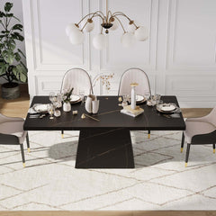 Modern Rectangular Sintered Stone Dining Table - Beige