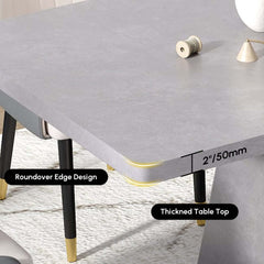 Modern Rectangular Sintered Stone Dining Table - Beige