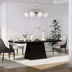 Modern Rectangular Sintered Stone Dining Table - Beige