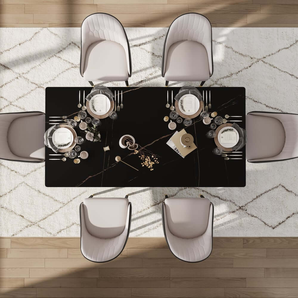 Modern Rectangular Sintered Stone Dining Table - Beige