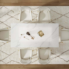 Modern Rectangular Sintered Stone Dining Table - Beige