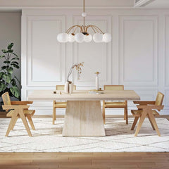 Modern Rectangular Sintered Stone Dining Table - Beige