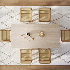 Modern Rectangular Sintered Stone Dining Table - Beige