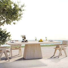Modern Rectangular Sintered Stone Dining Table - Beige