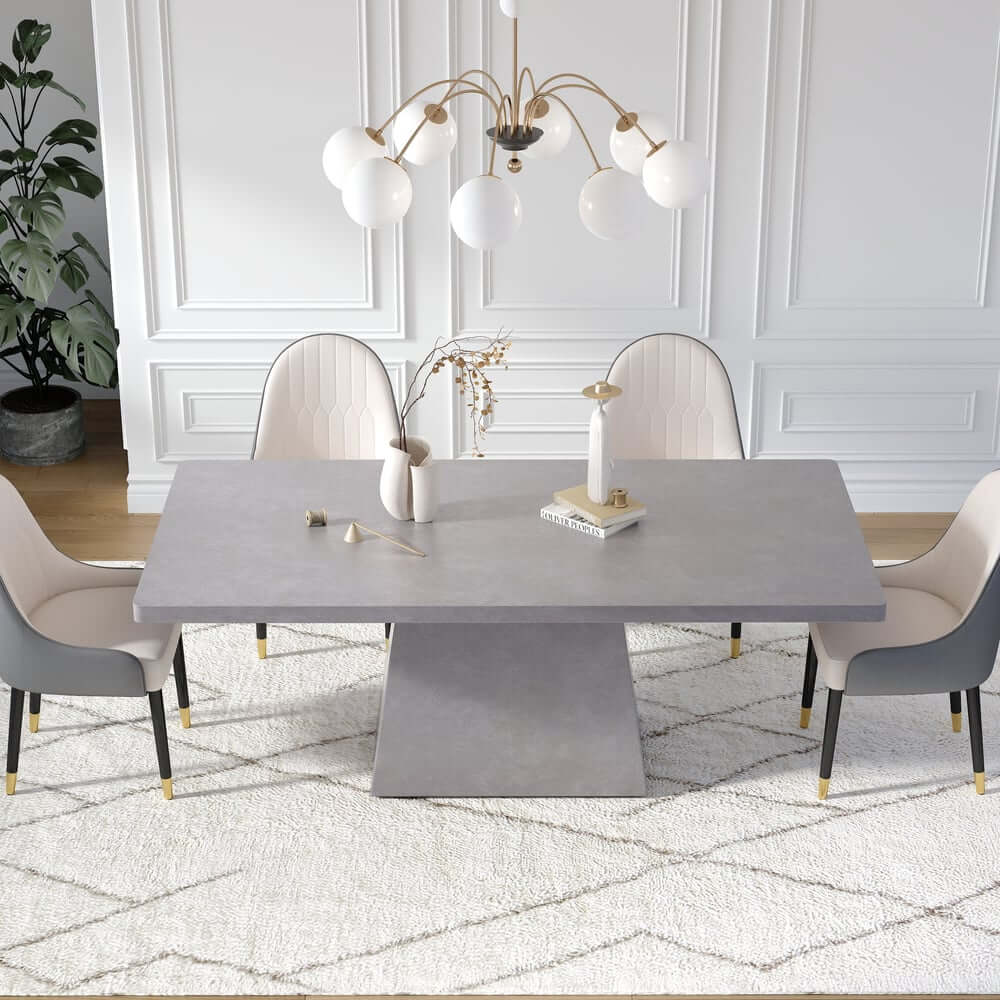 Modern Rectangular Sintered Stone Dining Table - Beige
