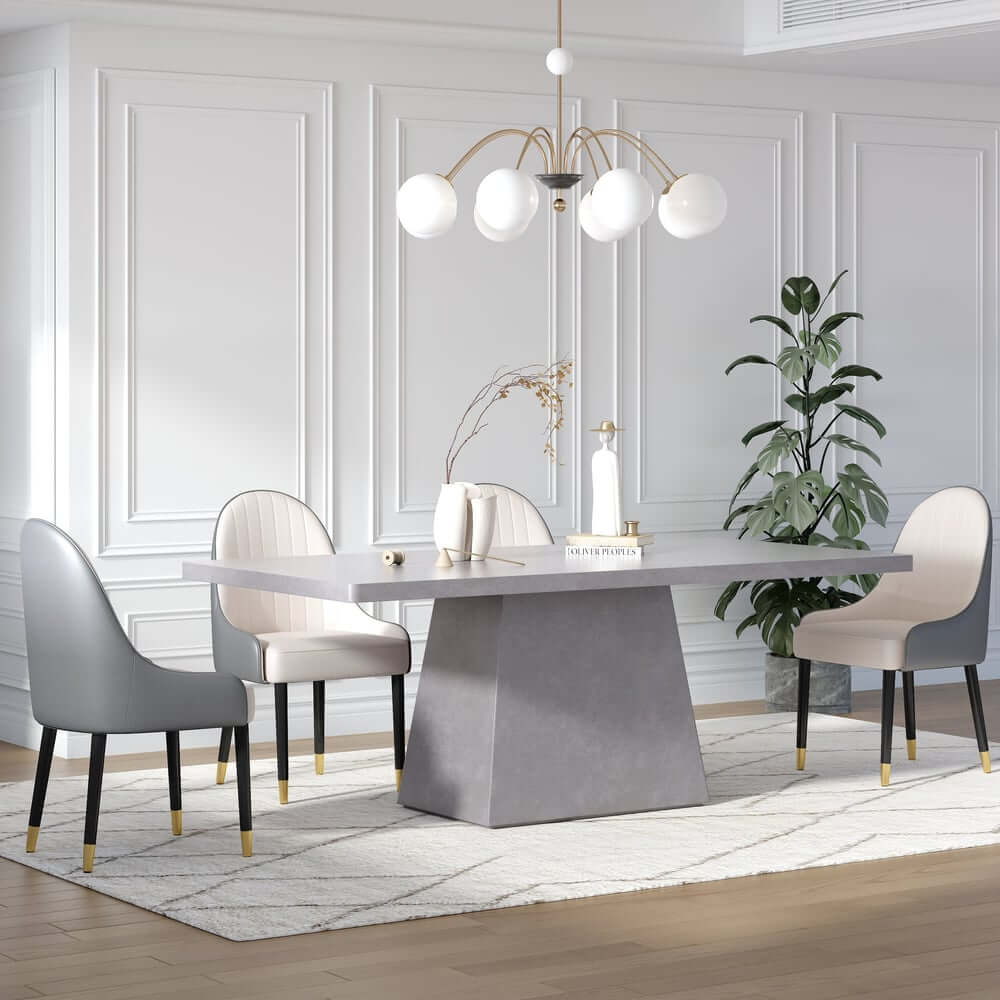 Modern Rectangular Sintered Stone Dining Table - Beige