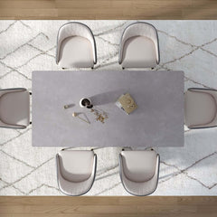 Modern Rectangular Sintered Stone Dining Table - Beige