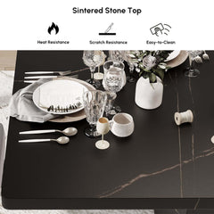 Modern Rectangular Sintered Stone Dining Table - Beige