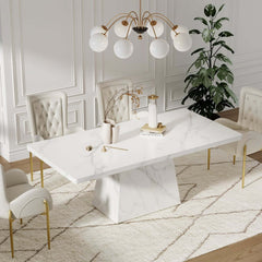 Modern Rectangular Sintered Stone Dining Table - Beige