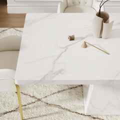 Modern Rectangular Sintered Stone Dining Table - Beige