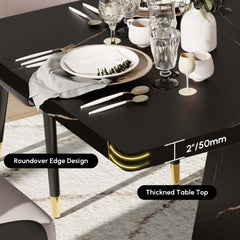 Modern Rectangular Sintered Stone Dining Table - Beige