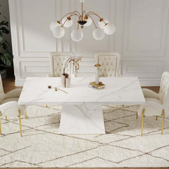 Modern Rectangular Sintered Stone Dining Table - Beige