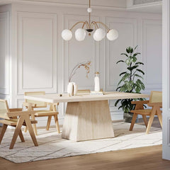 Modern Rectangular Sintered Stone Dining Table - Beige