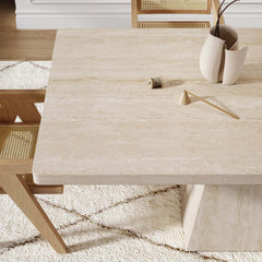 Modern Rectangular Sintered Stone Dining Table - Beige