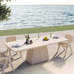 Modern Rectangular Sintered Stone Dining Table - Beige