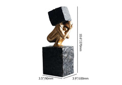 Modern Resin Abstract Sculpture - Black & Gold Figure Art Dimensions