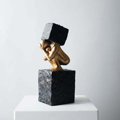 Modern Resin Abstract Sculpture - Black & Gold Figure Art Main Product Image