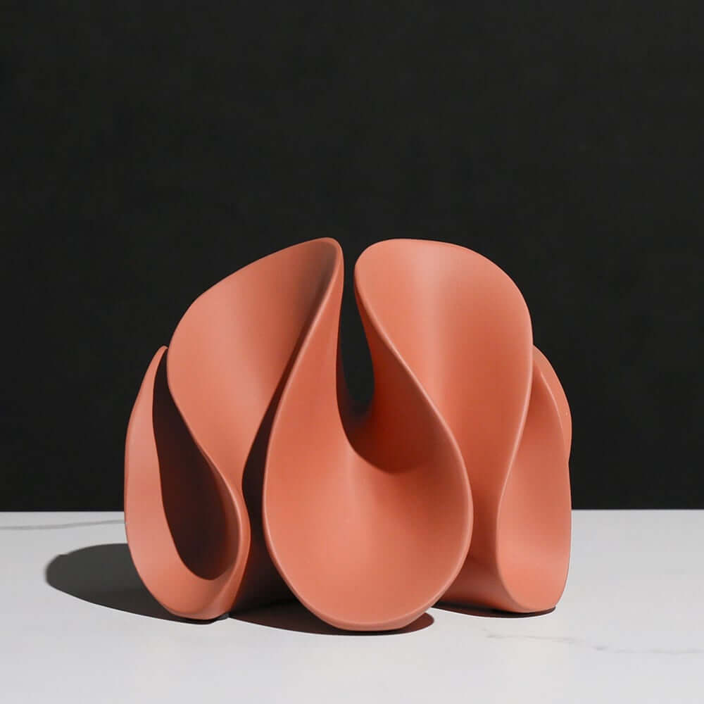 Modern Resin Abstract Sculpture with Floral Botanical Design