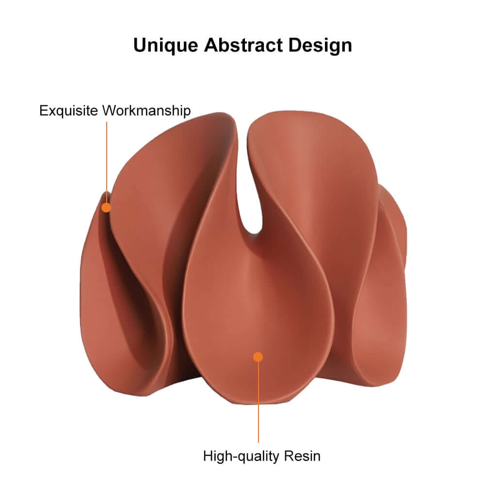 Modern Resin Abstract Sculpture with Floral Botanical Design