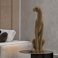 Modern Resin Animal Sculpture in Brown - Vertical Leopard Art Piece