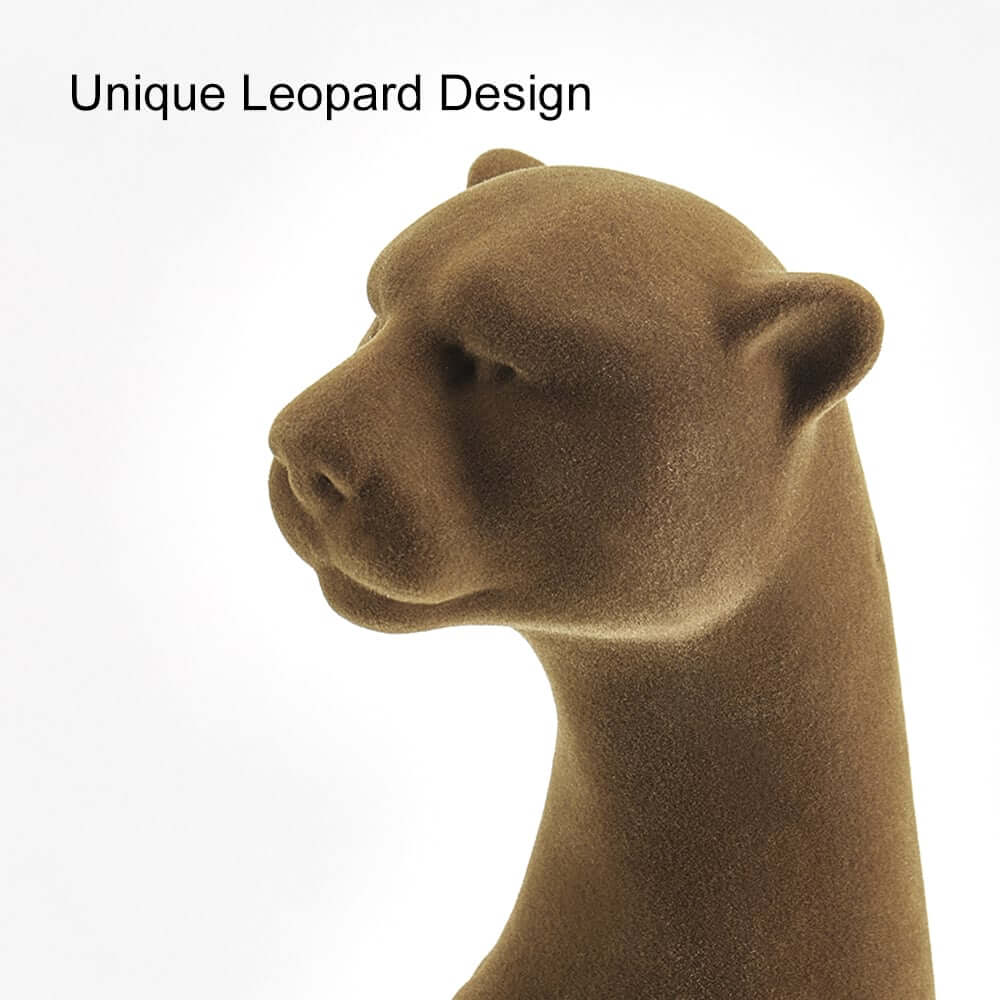 Modern Resin Animal Sculpture in Brown - Vertical Leopard Art Piece