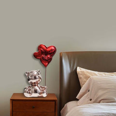 Modern Resin Bear Sculpture with Heart Balloons Home Decor