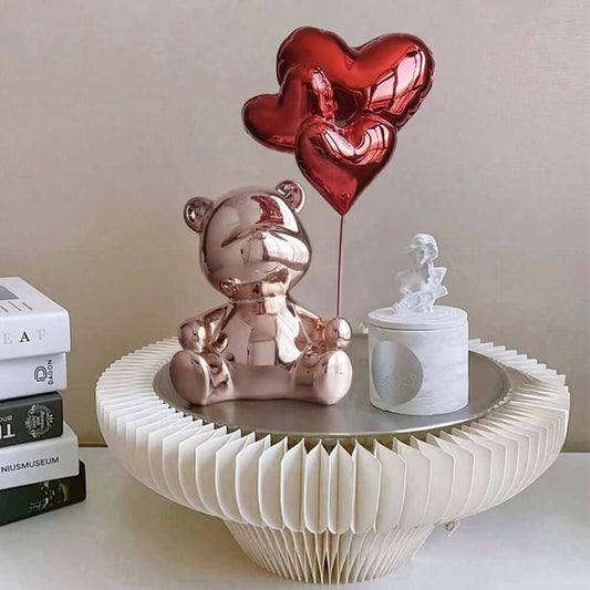 Modern Resin Bear Sculpture with Heart Balloons Home Decor Main Product Image