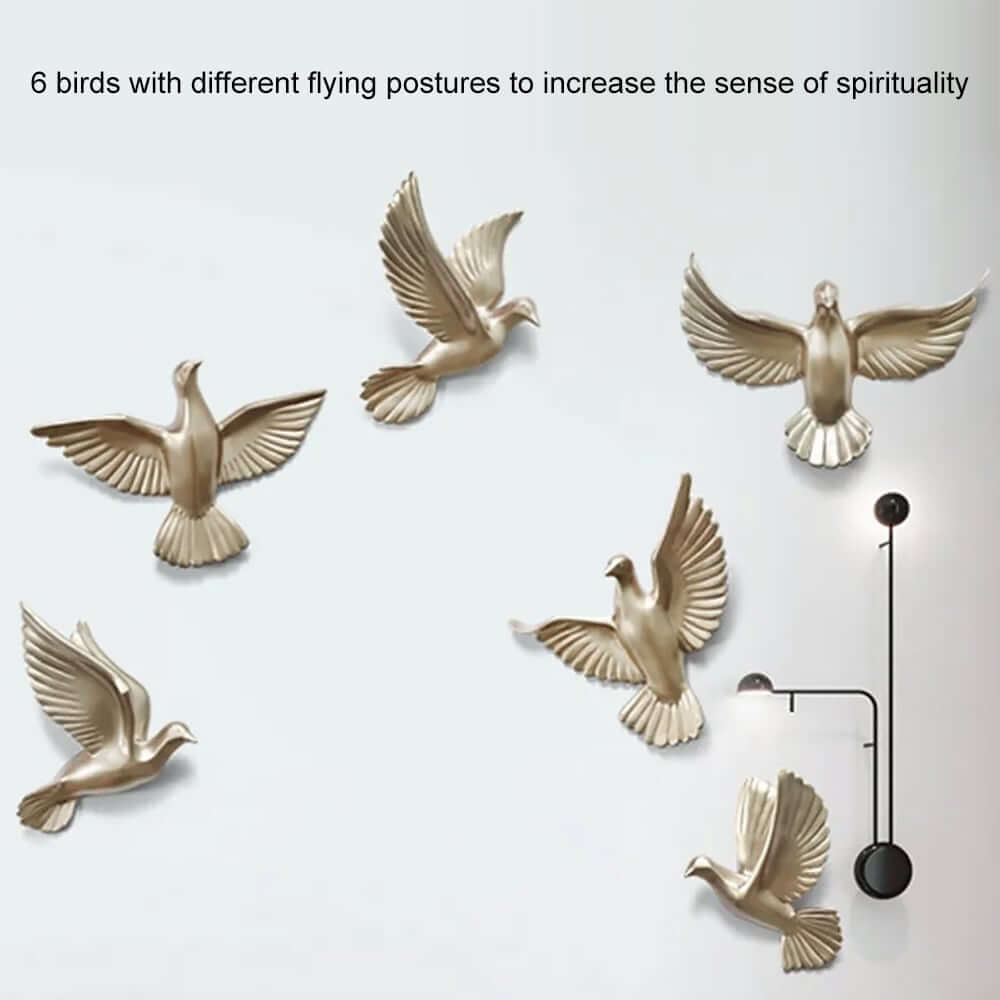 Modern Resin Bird Wall Art Set – 6-Piece Flock Sculpture Decor