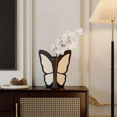Modern Resin Butterfly Vase with Artificial Orchids and Planter