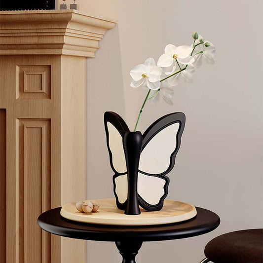 Modern Resin Butterfly Vase with Artificial Orchids and Planter