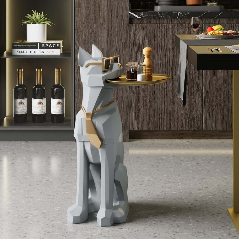 Modern Resin Dog-Shaped Side Table With Tissue Storage