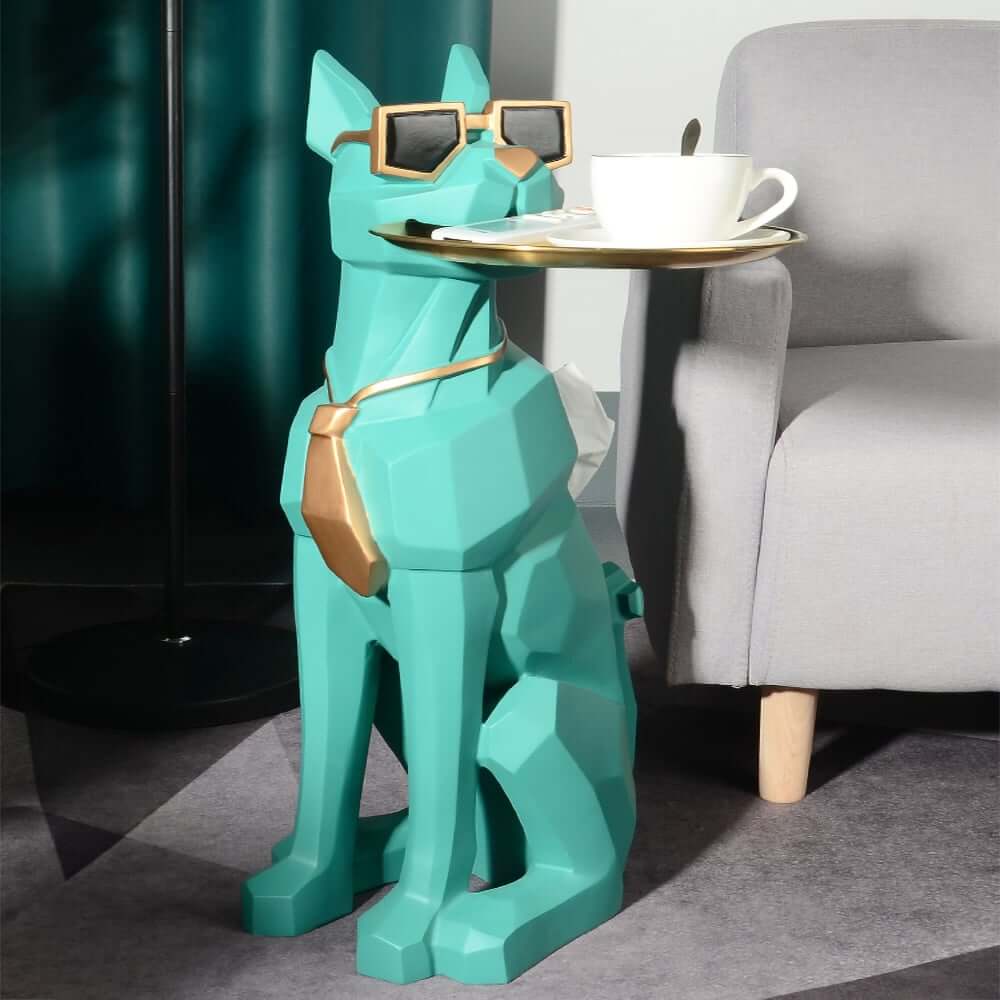 Modern Resin Dog-Shaped Side Table With Tissue Storage