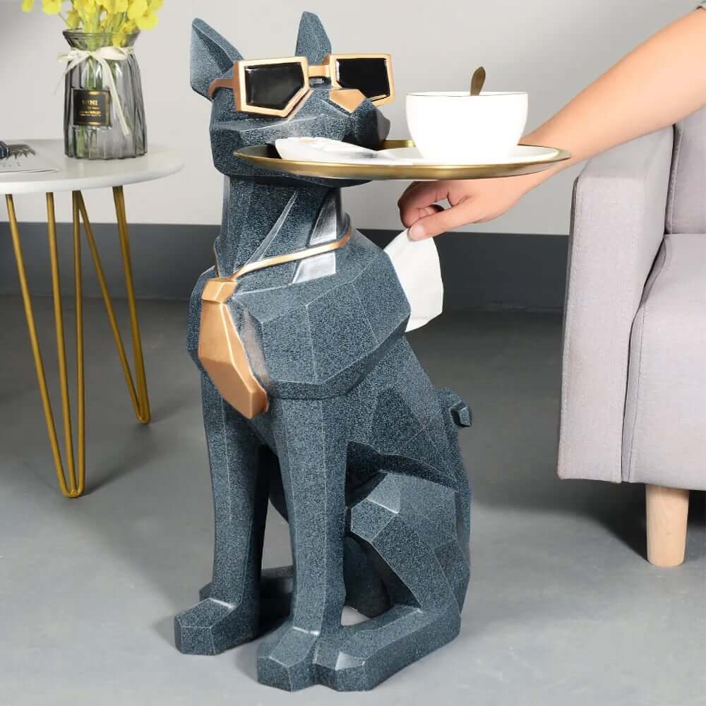 Modern Resin Dog-Shaped Side Table With Tissue Storage