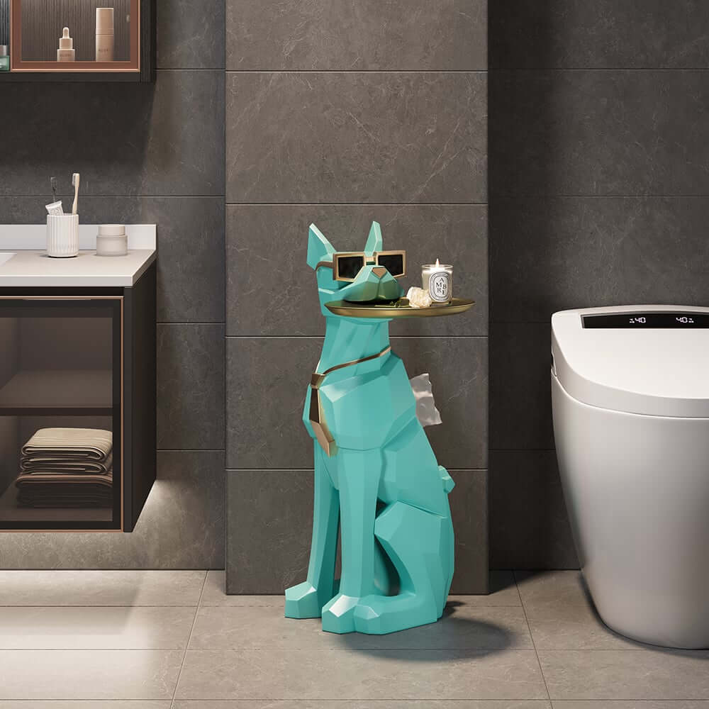 Modern Resin Dog-Shaped Side Table With Tissue Storage