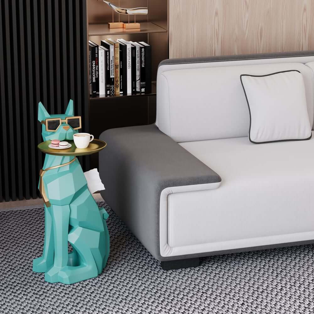 Modern Resin Dog-Shaped Side Table With Tissue Storage