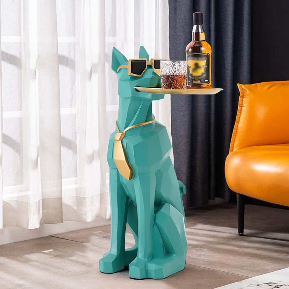Modern Resin Dog-Shaped Side Table With Tissue Storage