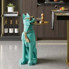 Modern Resin Dog-Shaped Side Table With Tissue Storage