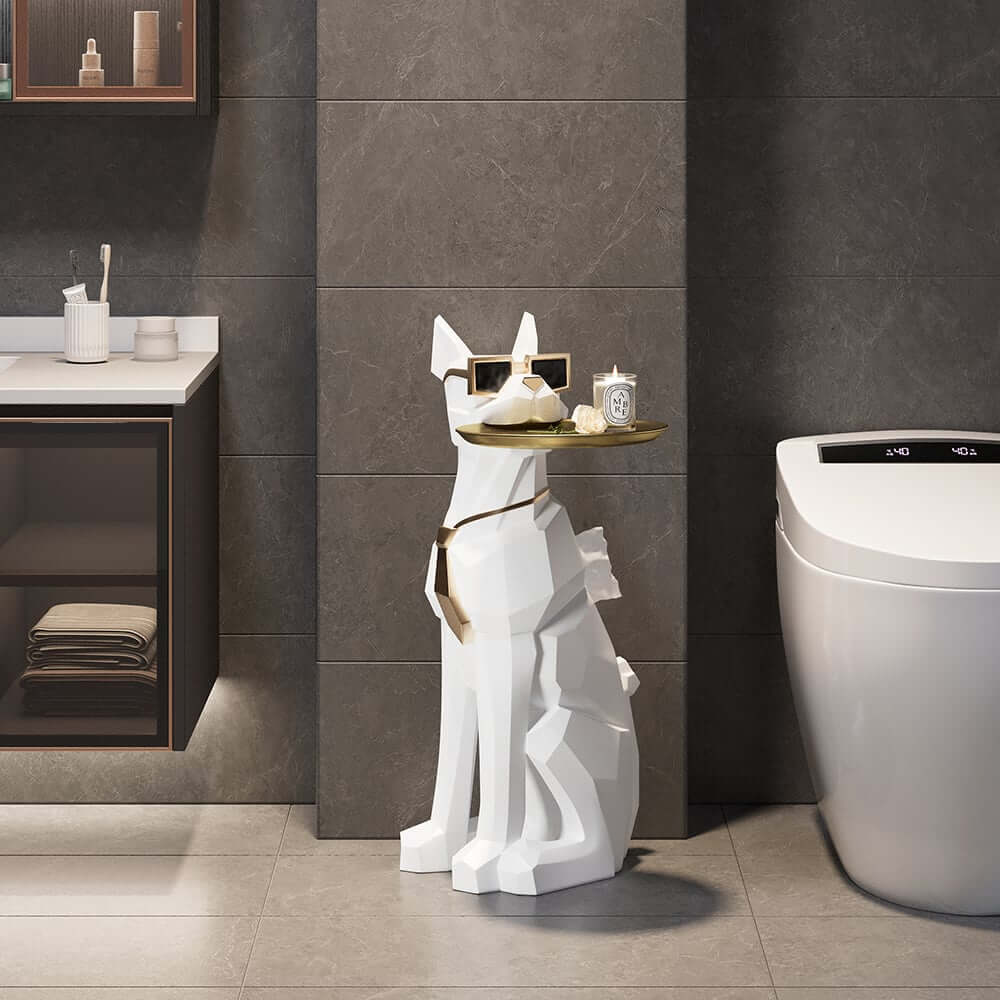 Modern Resin Dog-Shaped Side Table With Tissue Storage