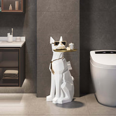 Modern Resin Dog-Shaped Side Table With Tissue Storage