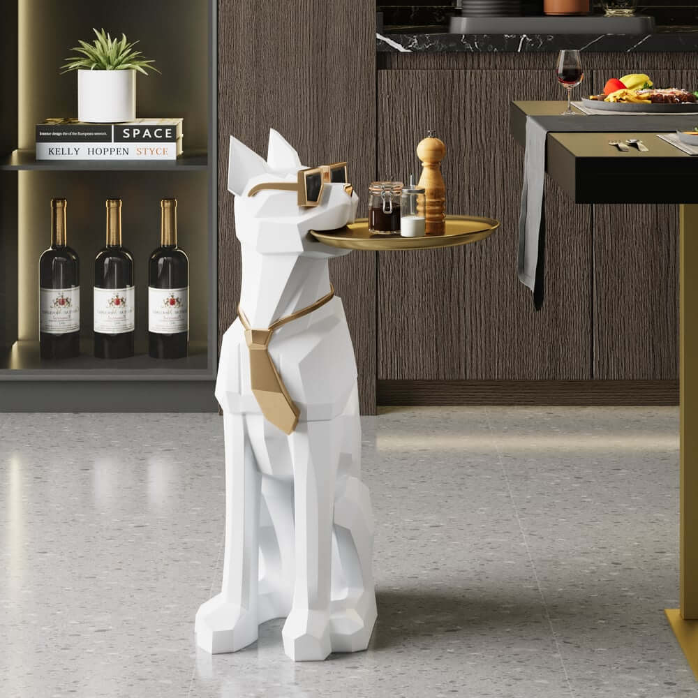 Modern Resin Dog-Shaped Side Table With Tissue Storage