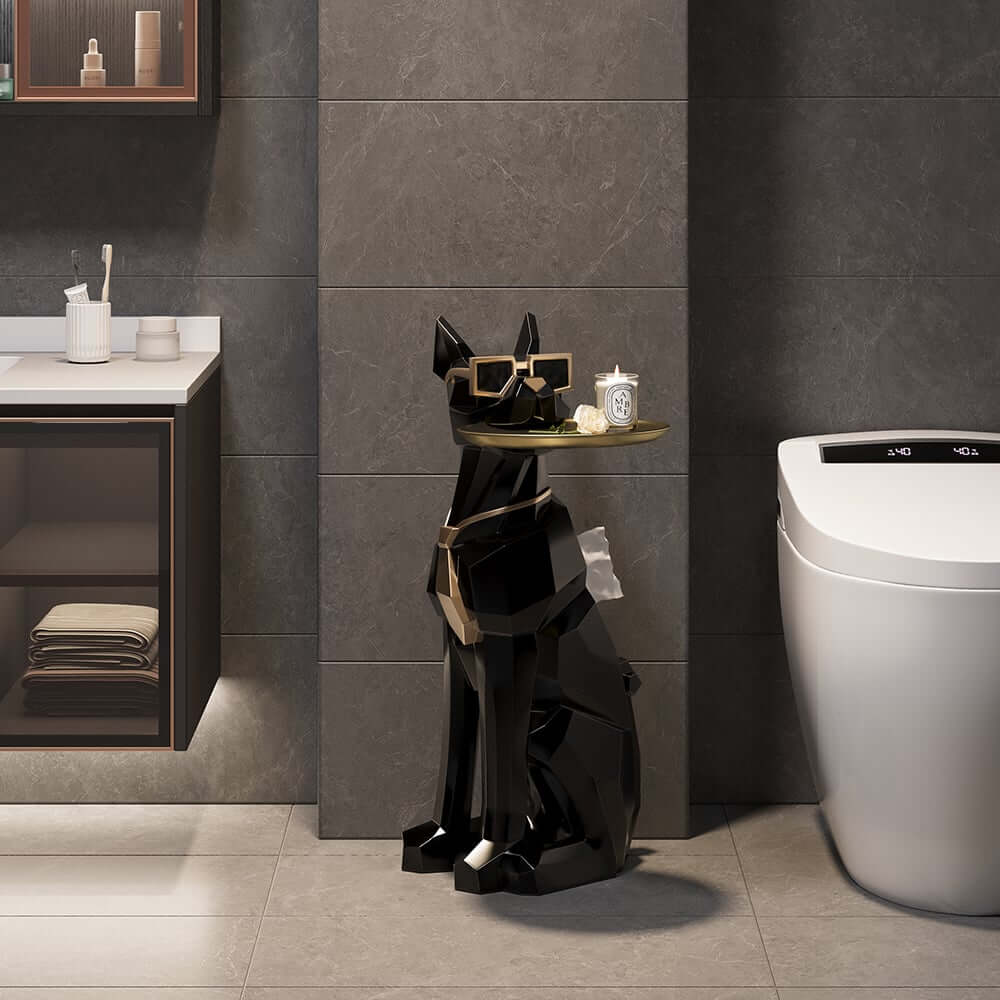 Modern Resin Dog-Shaped Side Table With Tissue Storage