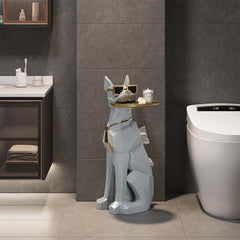 Modern Resin Dog-Shaped Side Table With Tissue Storage