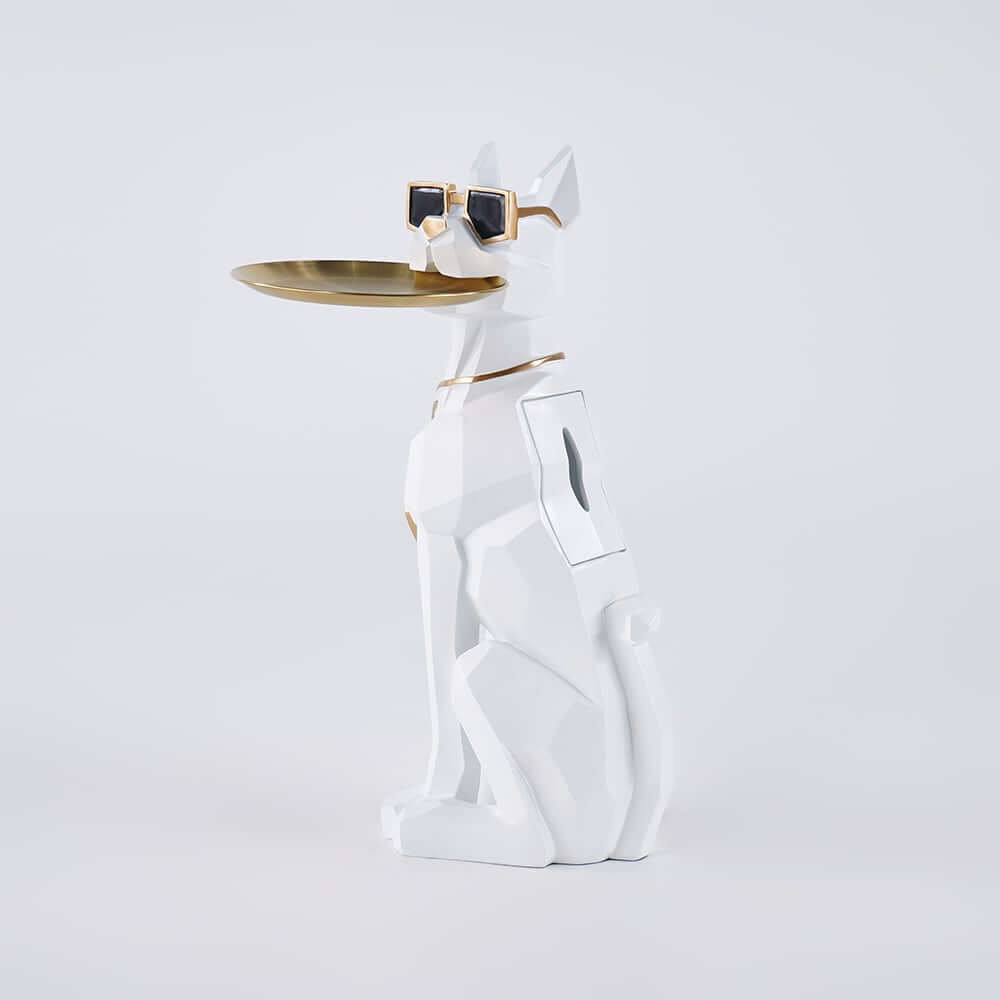 Modern Resin Dog-Shaped Side Table With Tissue Storage